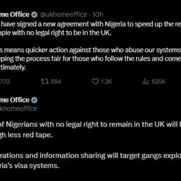UK Home To Returns Nigerians With No Legal Right To Remain In The UK.