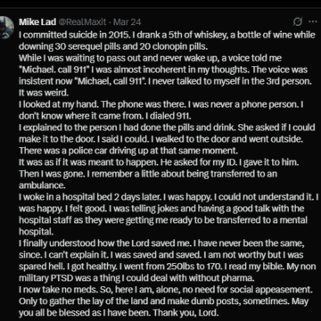 Man Shares Near Death Suicide Says He Was ‘Having A Good Talk With The Hospital Staff As They Were Getting Me Ready To Be Transferred To A Mental Hospital.’