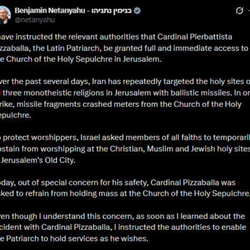 P.M Netanyahu Orders Authorities To Grant Full Access To  The Church Of The Holy Sepulchre In Jerusalem, After Israeli Police Prevent Catholic Leaders For Celebrating Mass On Palm Sunday