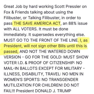 WhatsApp Image 2026-03-09 at 9.54.56 AM President Trump Declares He Won’t Sign Other Bills Until The SAVE America Act Is Passed.