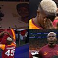 Galatasaray Fans Honors Striker’s Late Mother With A Tifo Before Tuesday’s 1-0 Win Against Liverpool, Move Osimhen To Tears.