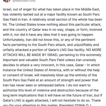 President Trump Warns Iran Over Qatar Gas Attack Amid Escalating War, Distances The U.S. From Israel’s Action