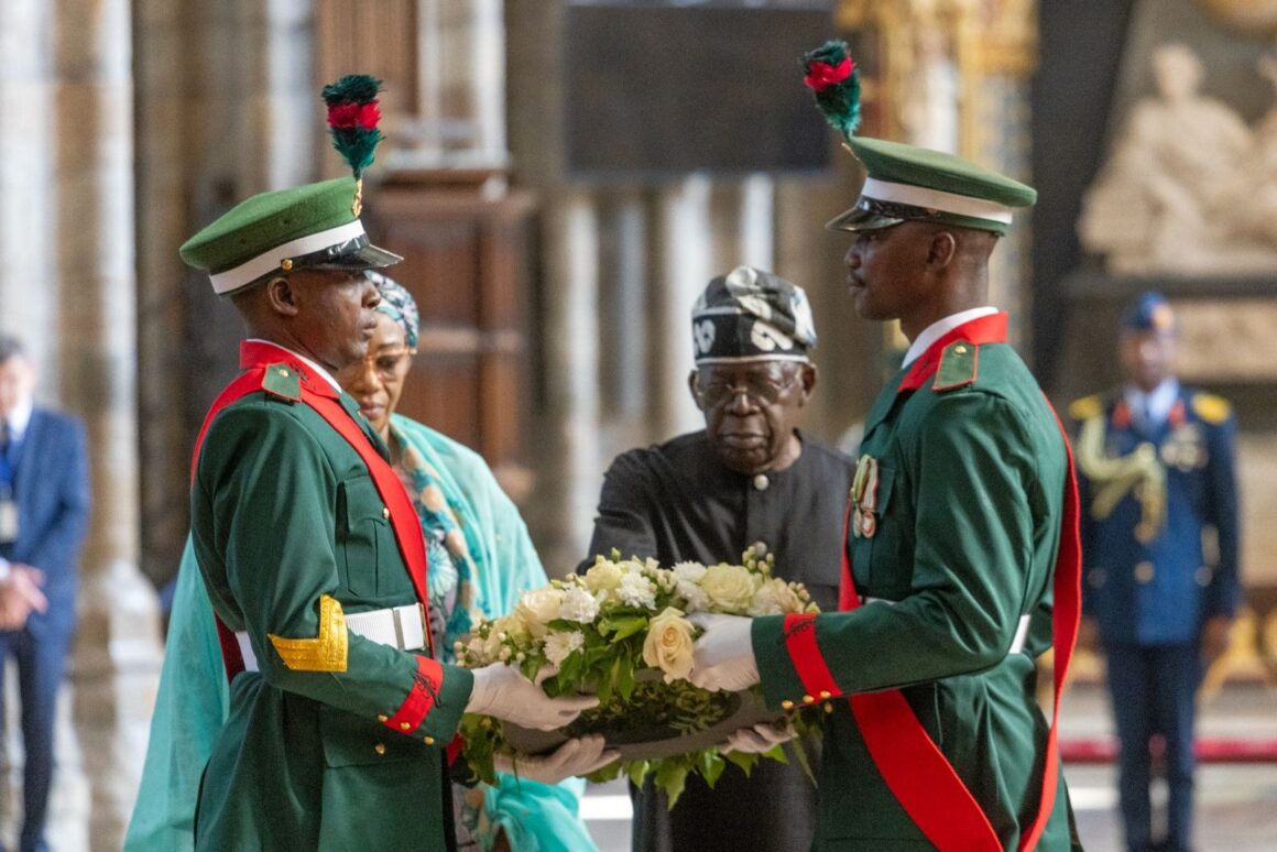 President Tinubu Lays A Wreath At The Grave Of The Unknown Warrior In Honour Of All Who Have Given Their Lives In The Service Of Their Country, During His UK State Visit.