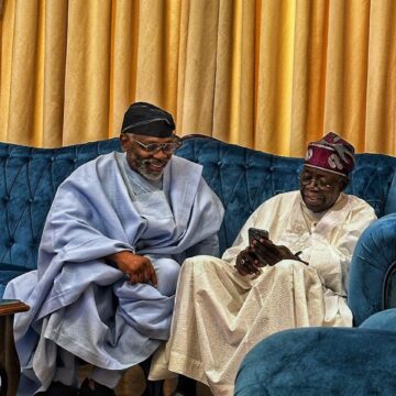 Photo News: President Tinubu And His Chief Of Staff, Femi Gbajabiamila, Reviewing Video Clips From The UK State Visit