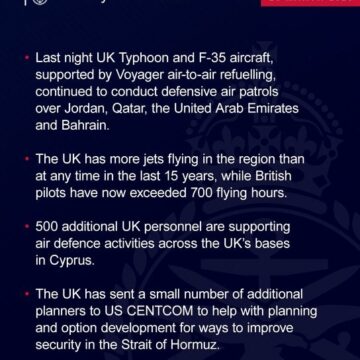 UK Updates Operations In The Middle East.