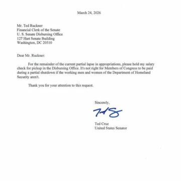 “It’s Not Right For Members Of Congress To Be Paid If The Working Men And Women Of DHS Aren’t”—Sen. Ted Cruz Asked The Financial Clerk To Hold His Salary During DHS Shutdown