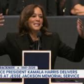Former U.S Vice President Kamala Harris At Rev. Jesse Jackson Memorial, Shows Two Of His Mementos, Praises His Sense Of Humor.