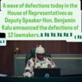 Deputy Speaker Hon. Benjamin Kalu Announces The Defections Of 12 Lawmakers, Six Members Officially Announced Their Defection From The PDP To The APC.