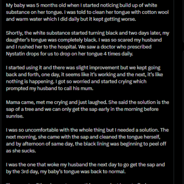 Lady Shares Balancing Between Orthodox And Scientifically Validated Methods Of Health Care, After Baby’s Tongue Changes Color