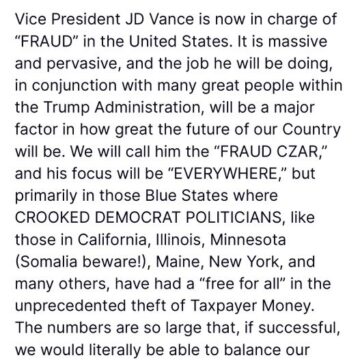 President Trump Describes JD Vance As The ‘Fraud Czar’ As His Administration Delve Into Fraudulent Cases In The Country