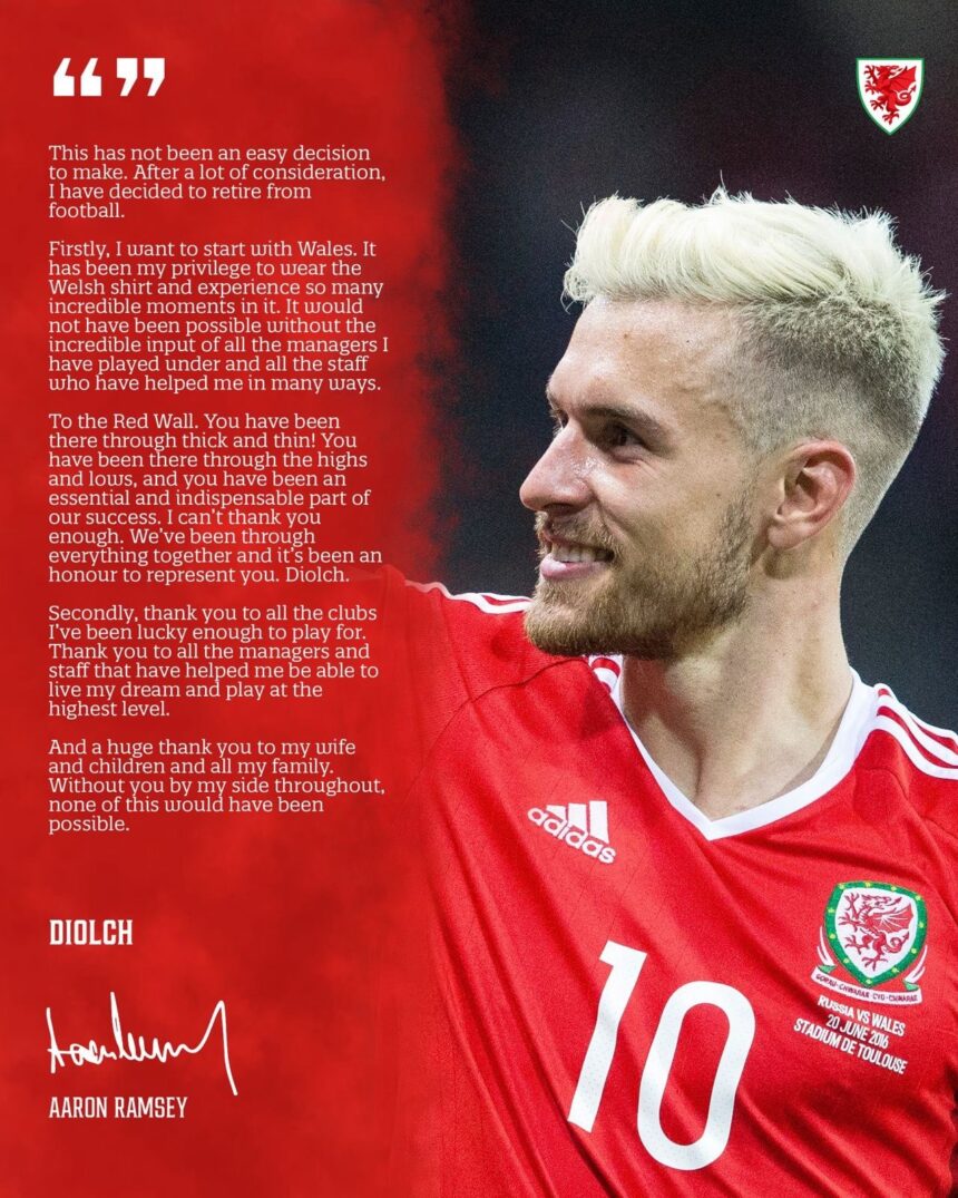 Ex-Arsenal And Wales National Team Former Captain Aaron Ramsey Retires From Football
