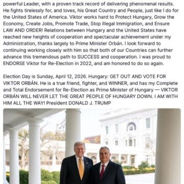 WhatsApp Image 2026-04-10 at 10.03.48 AM President Trump On Hungarian P.M Orbán Viktor, Endorses Him For Another Term