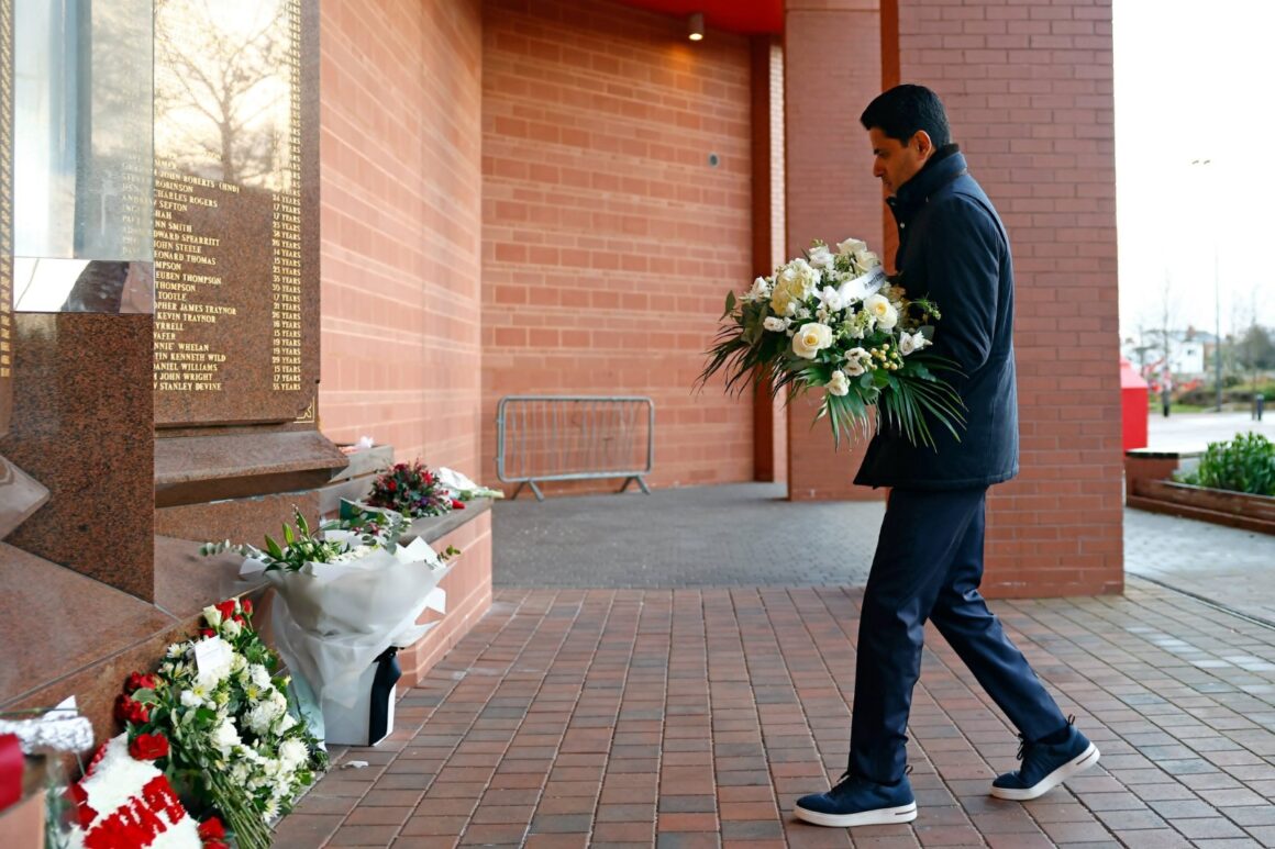 WhatsApp Image 2026-04-14 at 11.31.44 AM PSG President Nasser Al-Khelaïfi, Accompanied By The Entire Sports Group, Pays Tribute To The Victims Of The Hillsborough Tragedy, Ahead Of Tuesday Match Against Liverpool
