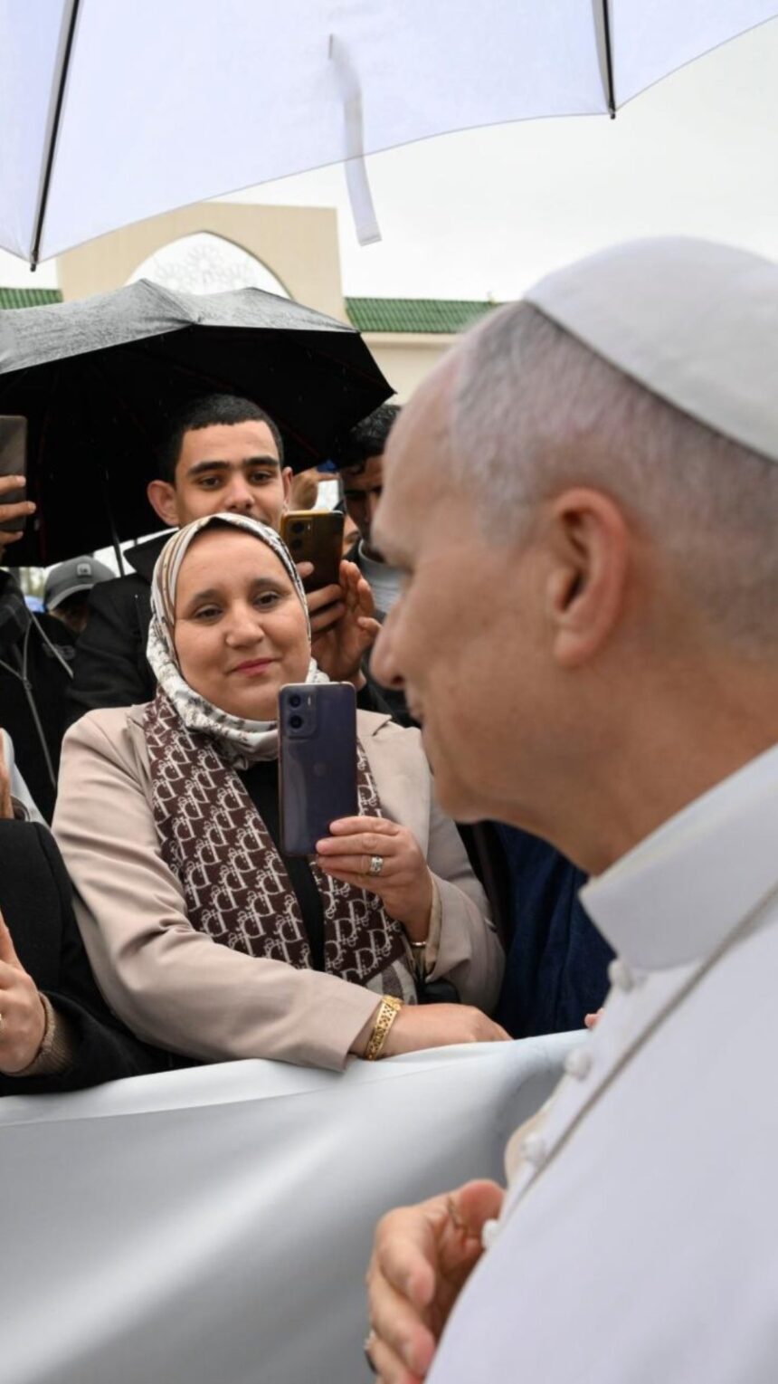 From The Vatican: Pope Leo Arrived In Annaba And, Despite The Rain, Was Welcomed By Children In Traditional Dress