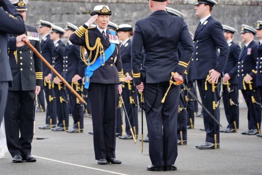 The Princess Royal Attends A Passing-Out Parade At Britannia Royal Naval College In Dartmouth, Devon.