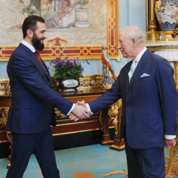 Syrian President Ahmed Al-Sharaa Meets With His Majesty King Charles III, At Buckingham Palace In London, Discusses Ways To Develop Cooperation Between Both Nations.