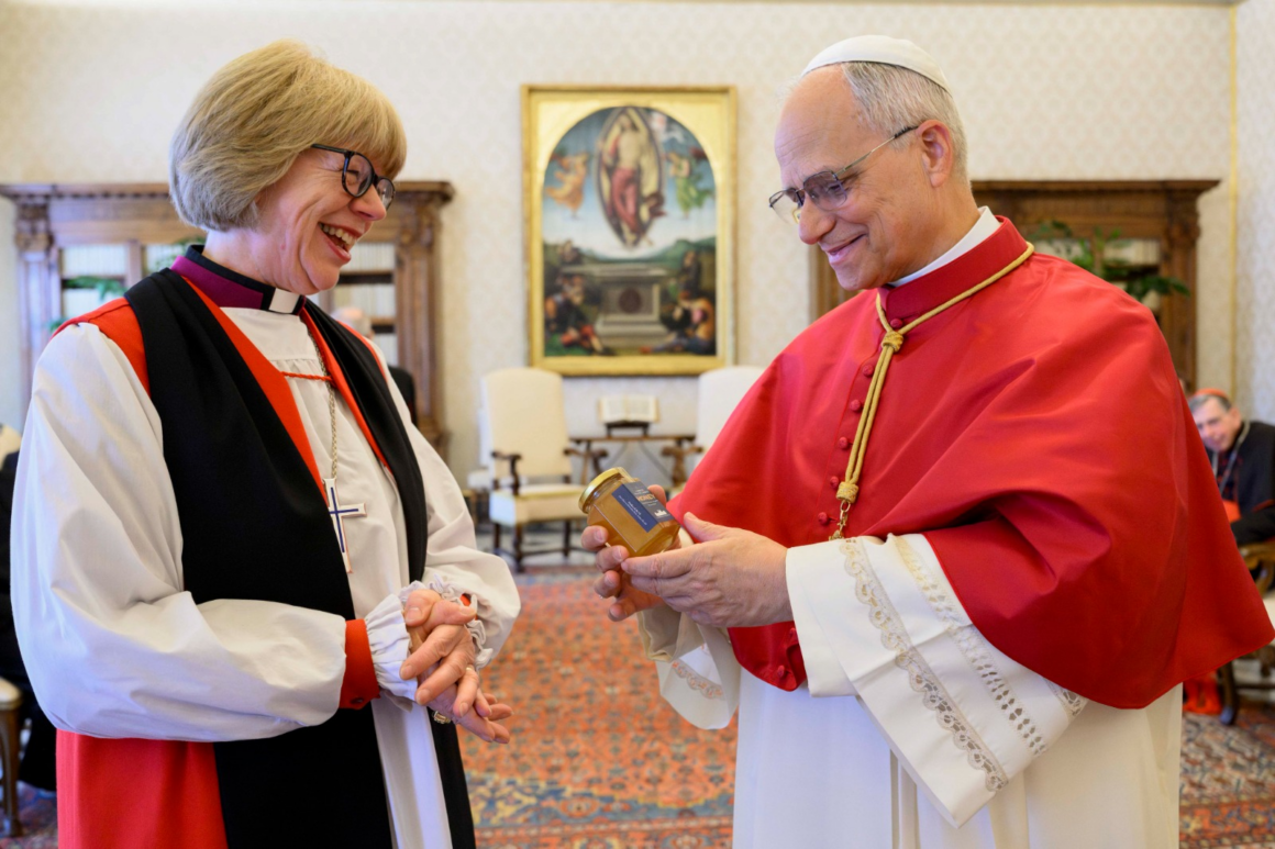 Archbishop Of Canterbury Dame Sarah Mullally In Historic Meeting Prays With Pope Leo XIV During Pilgrimage