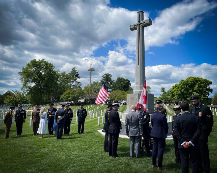 Prime Minister Mark Carney says King Charles visits to the Canadian Cross of Sacrifice at Arlington National Cemetery in Virginia, US, Honors Americans