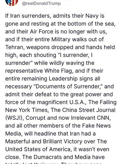 President Trump Knocks NYT, CNN , WSJ And Other News Media As Corrupt And Irrelevant Over Iran Reportage