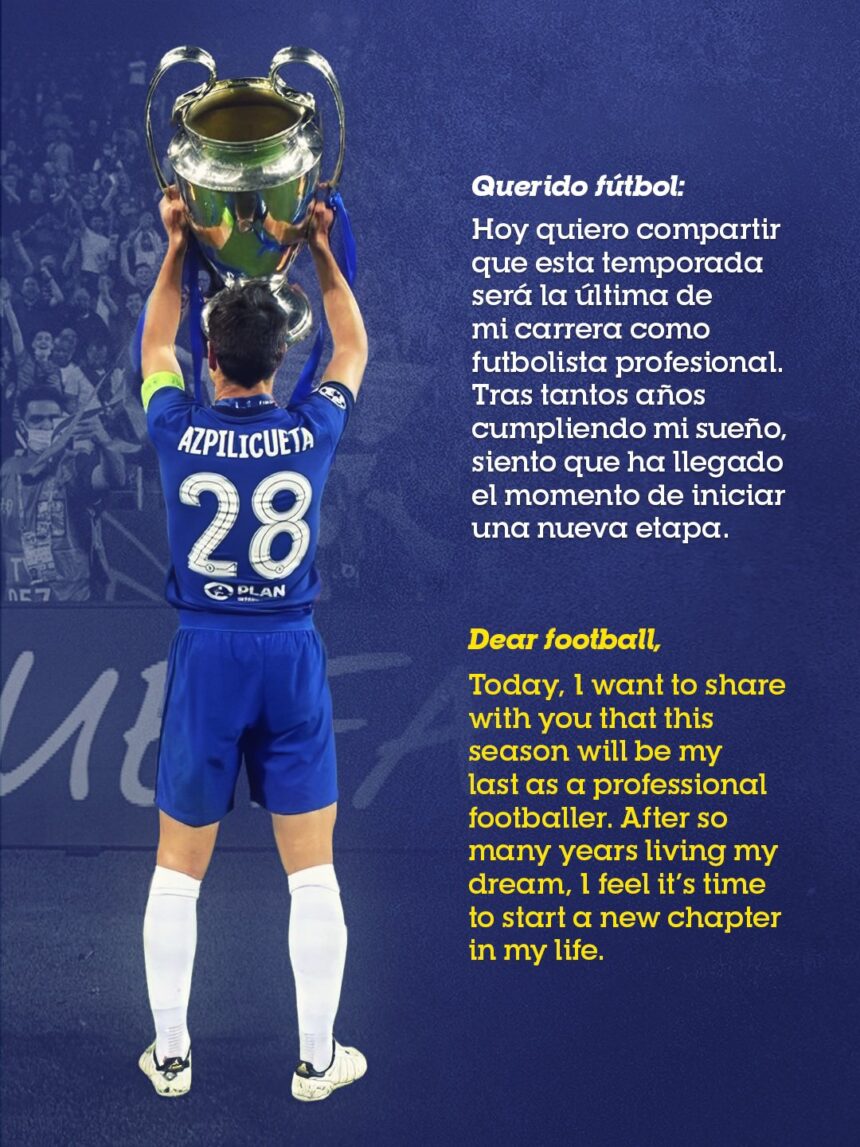 Football Legend César Azpilicueta Announces Final Season, Chelsea Pens “Congratulations On A Superb Career, Azpi, And Thank You For Everything. 💙”