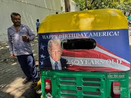 image Trump’s Portrait Hits New Delhi Traffic As US Embassy Rolls Out ‘Happy Birthday America!’ Rickshaws