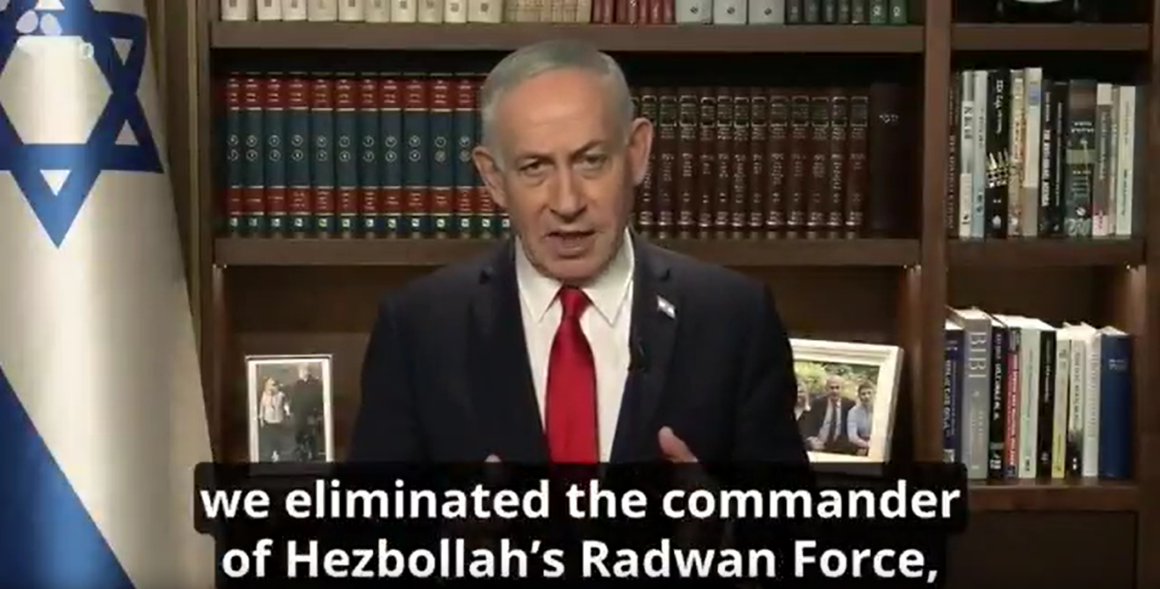 Prime Minister Benjamin Netanyahu Reveals Israel Eliminates The Commander Of Hezbollah’s Radwan Force, In The Heart Of Beirut, Claims He “Led The Plan To Conquer The North.”
