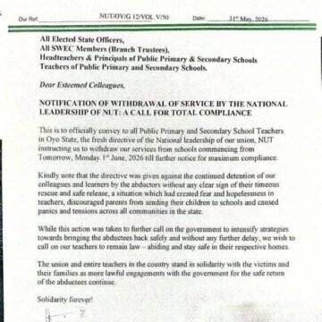President Tinubu Deploys 1,000 Forest Guards In Collaboration With Oyo State Government As Teachers Go On Strike Over Abducted Colleagues And Pupils In The State.