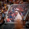 Pope Leo XIV Blesses A Child At The Estadi Olímpic Lluís Companys In Barcelona, Spain, On Tuesday, June 9, 2026.
