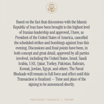 WhatsApp Image 2026-06-12 at 9.53.03 AM President Trump On Cancels Scheduled Strikes Against Iran, Says Final Points Have Been Approved