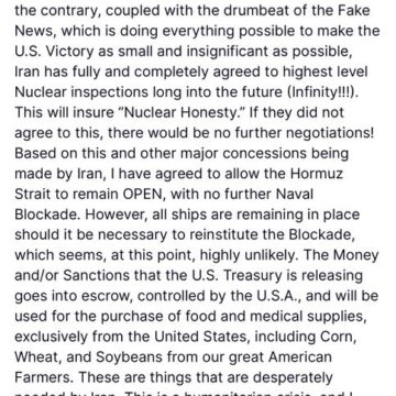 President Trump Announces U.S And Iran Agrees Indefinitely To Nuclear Inspections, Threatens “If They Did Not Agree To This, There Would Be No Further Negotiations!”
