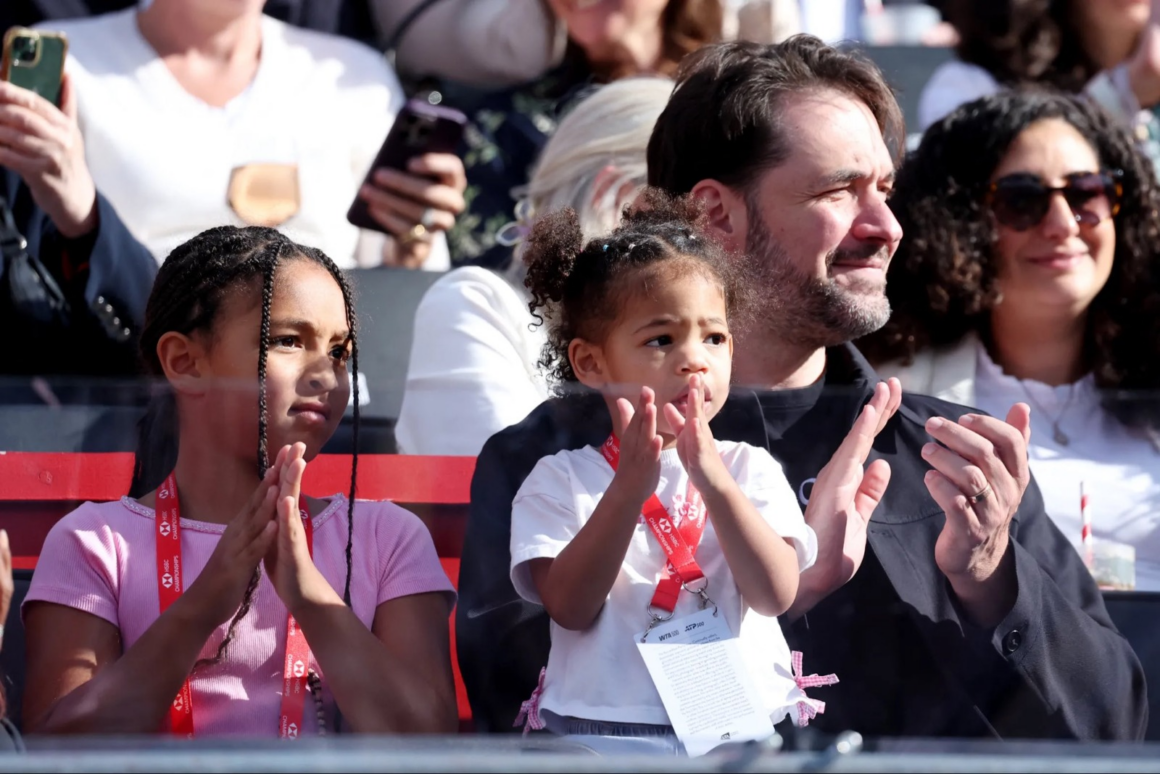 Serena Williams Husband Alexis Ohanian After Winning Her 1st Match Back In 4 Years With Vicky Mboko To Upset Third Seeds Erin Routliffe And Nicole Melichar-Martinez At Queen’s.