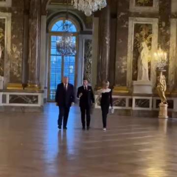 French President Macron and First lady show trump around palace of Versailles