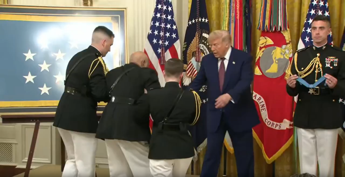 image Trump Supports Retired Us Marine James Capers Jr., 88, And Awards Him And Two Other Veterans For Vietnam And Afghanistan Heroism