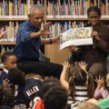 The Obamas Reading “Where The Wild Things Are” To 25 School Children At The Chicago Public Library Branch Inside The Center.