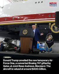 image Trump Unveils Qatar-Gifted Interim Air Force One with Patriotic New Look