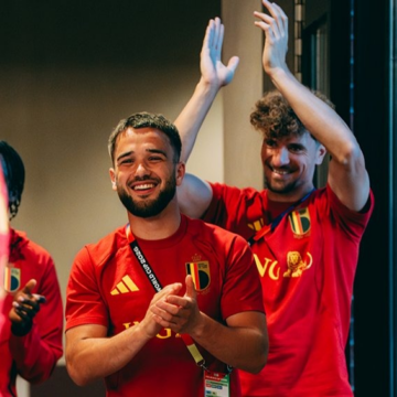 image SPORT PHOTOS: Jeremy Doku Receives Warm Welcome Back To Camp From Team Mates, After Travelling Back To Assist In The Birth Of His First Born Birth On Monday